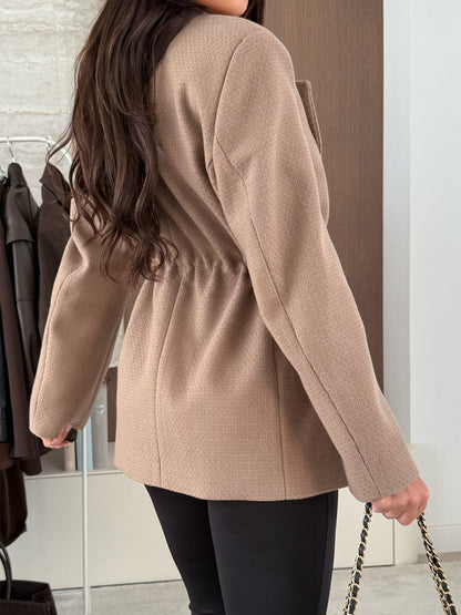 Drawstring Waist Pockets Blazer
