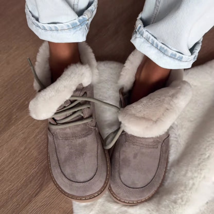 Flat Round Toe Fleece Snow Boots