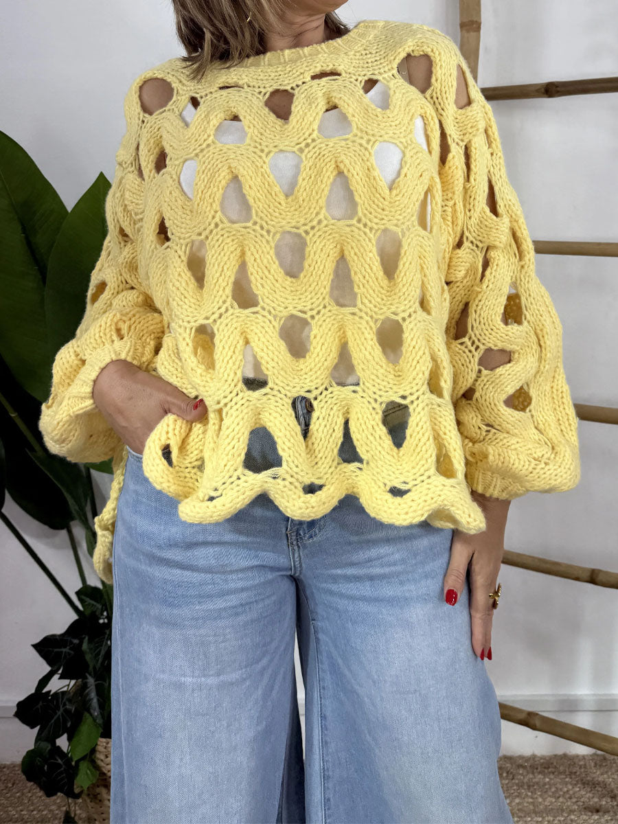 Casual Hollow Out Long Sleeve Sweater