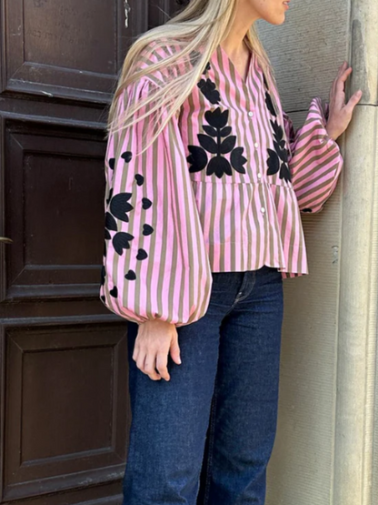 Striped Print Shirt Top