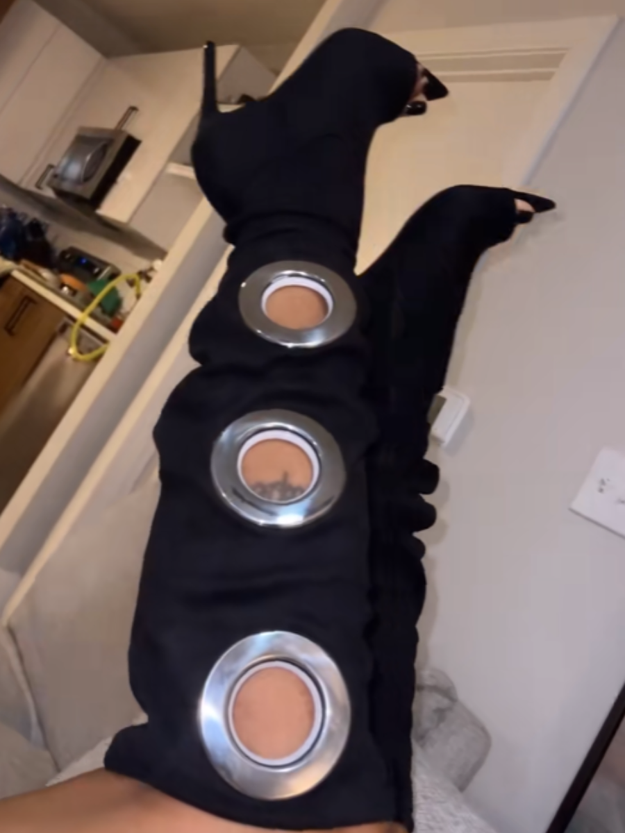 Metal Ring Open Toe Pumps