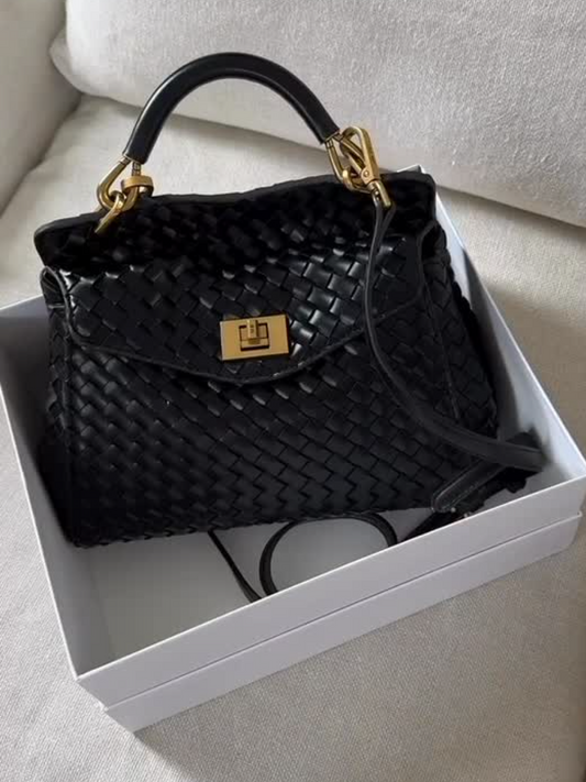 Metal Buckle Woven Bag