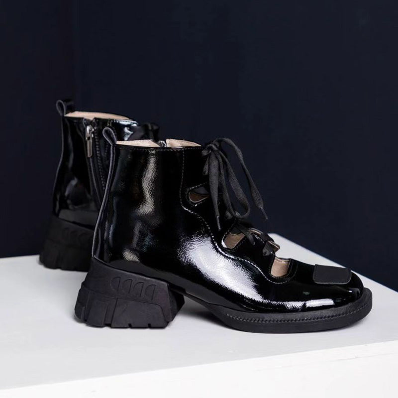 Square Toe Platform Stylish Lace-Up Boots