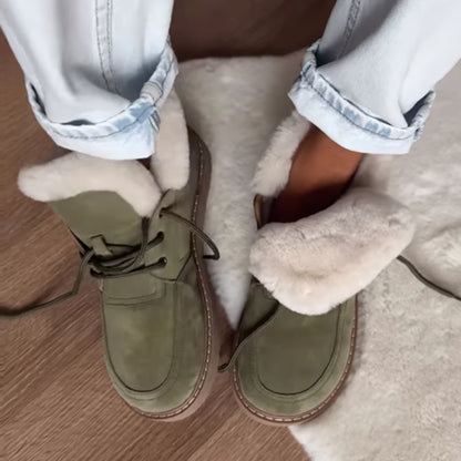 Flat Round Toe Fleece Snow Boots