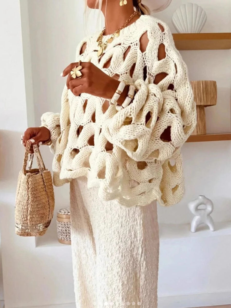 Casual Hollow Out Long Sleeve Sweater