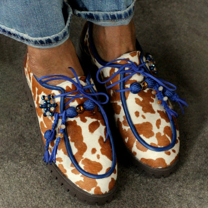 Faux Fur Beaded Round-toe Loafers