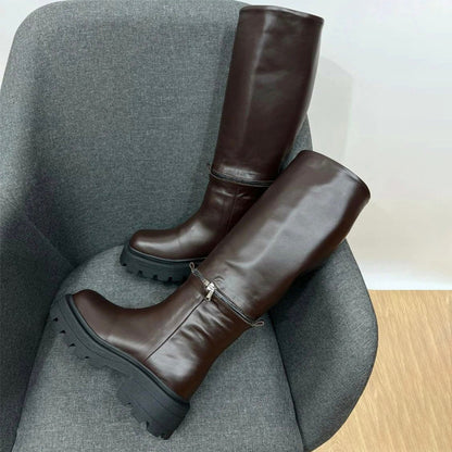 Leather Knee High Platform Boots. Transform To Ankle Boots