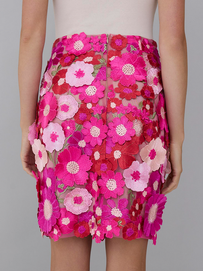 Three-Dimensional Floral Gauze Skirt