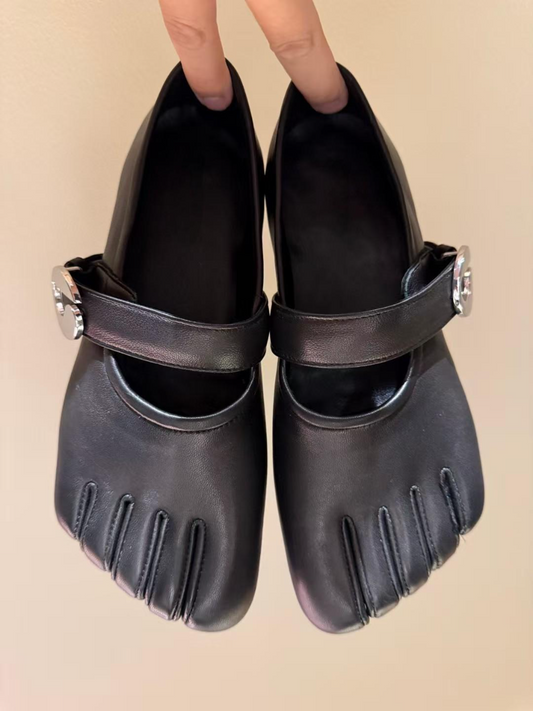 Square Toe Shallow Flat Retro Mary Jane Shoes