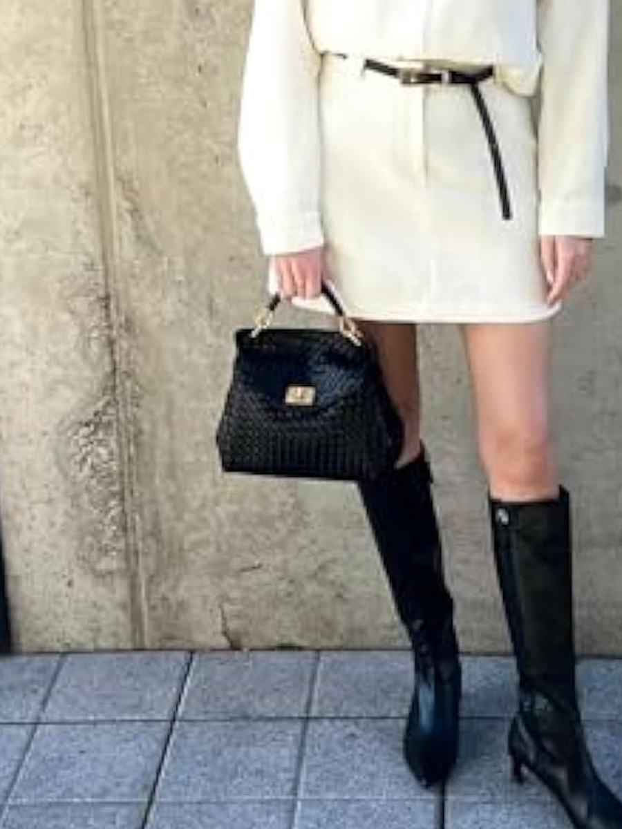 Metal Buckle Woven Bag