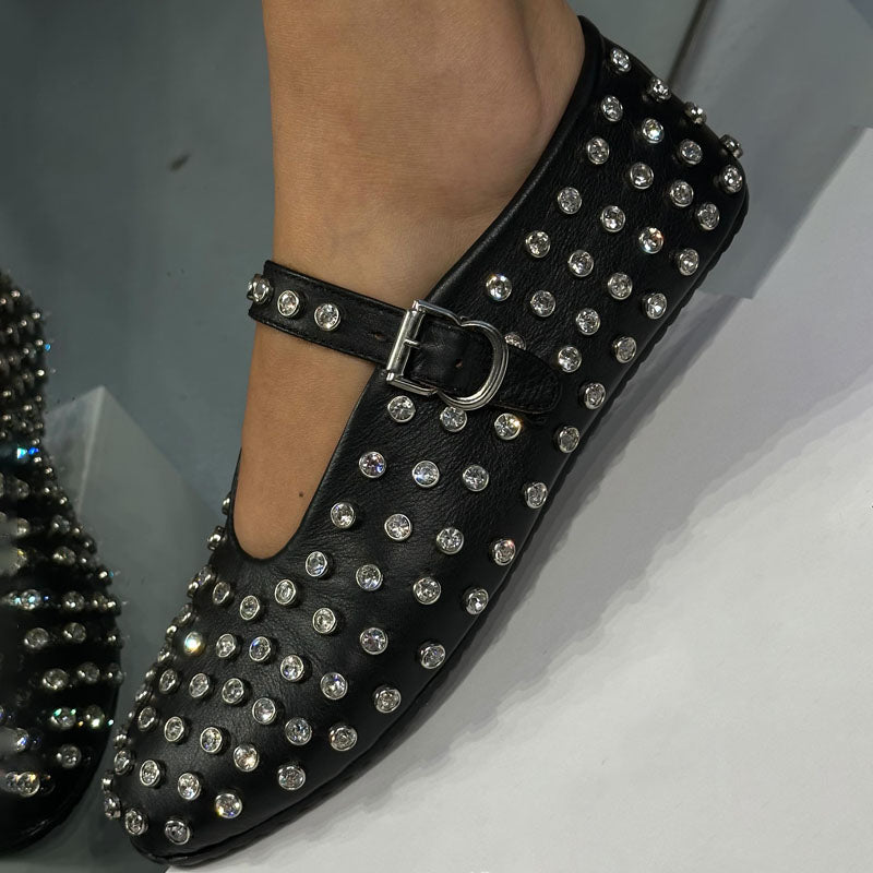 Rhinestone Studded Flat Comfortable Ballet Shoes