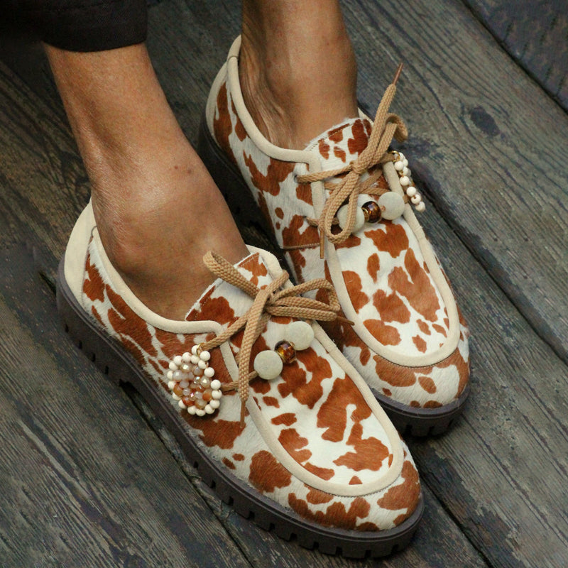 Faux Fur Beaded Round-toe Loafers