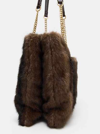 Plush Gold Chain Shoulder Bag