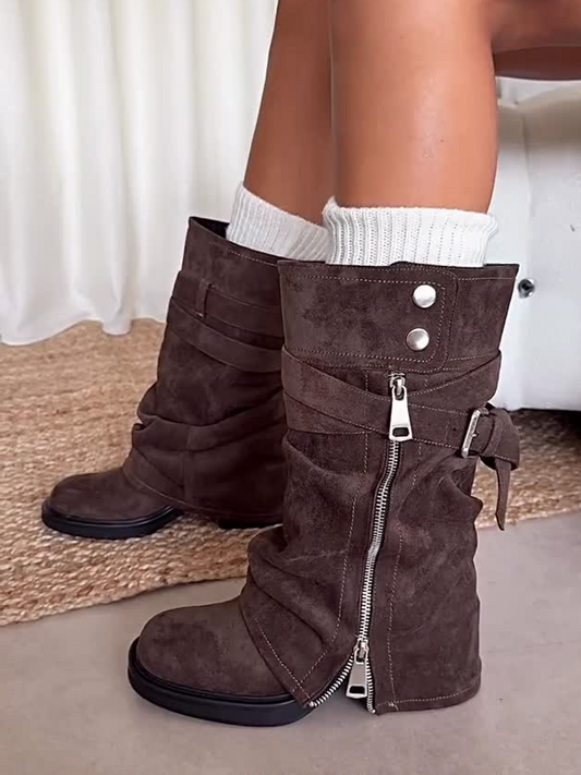 Suede Zip Boots