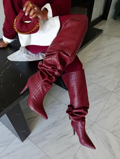 Women's Chic Woven Heel Boots