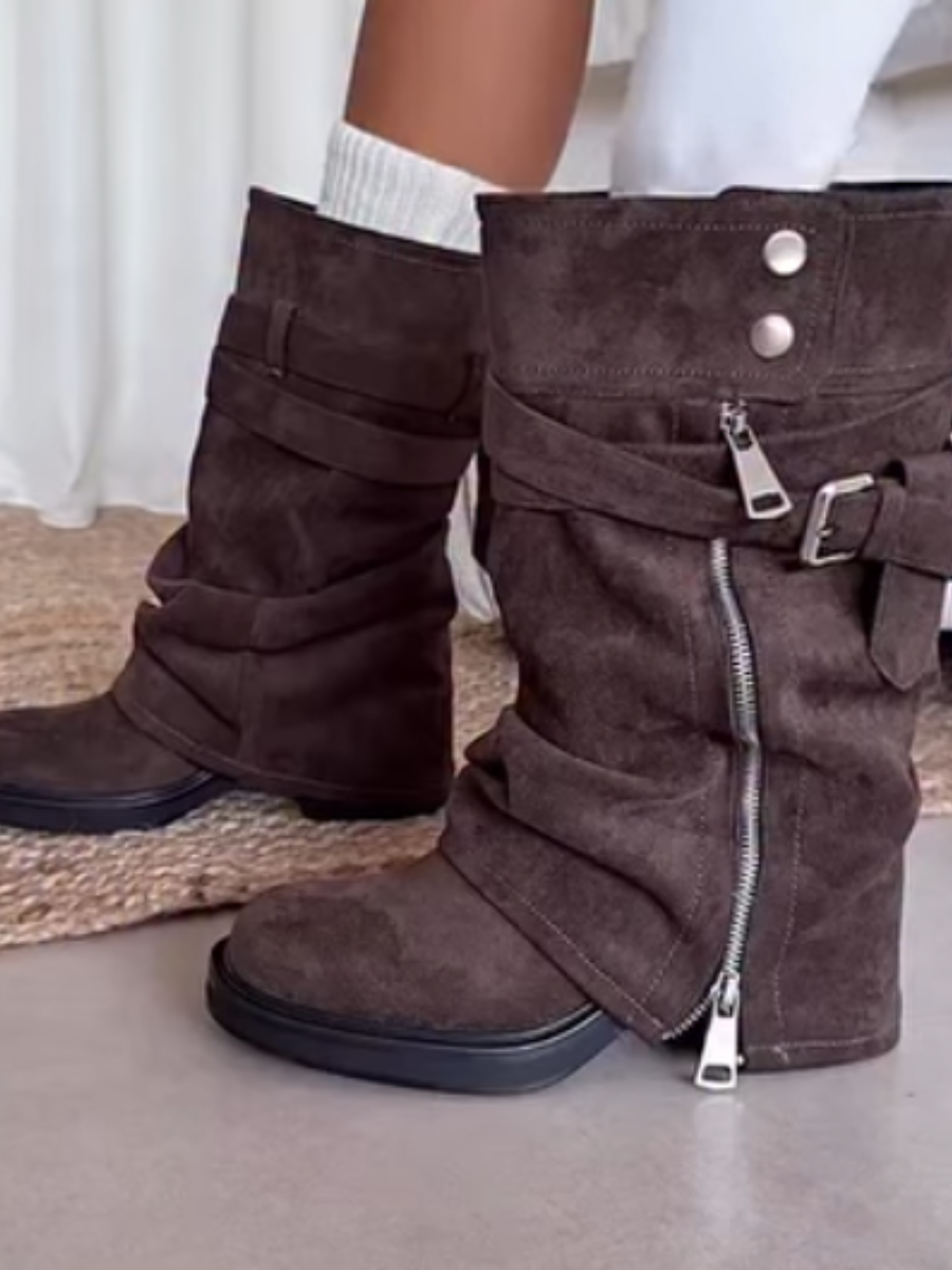 Suede Zip Boots