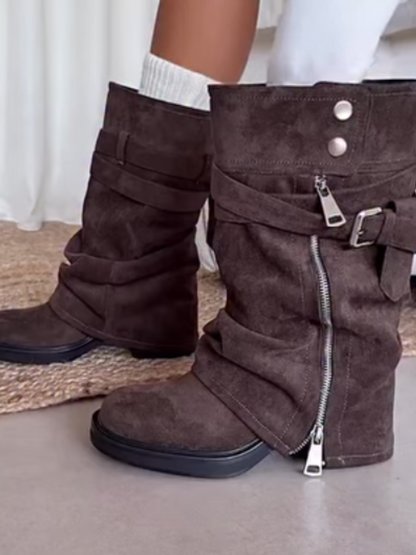 Suede Zip Boots
