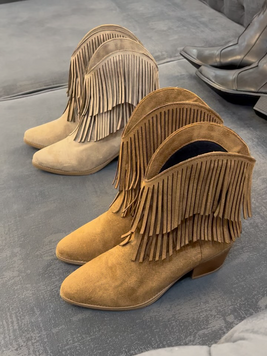 Double-Layer Tassel Naked Boots