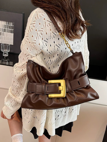 Metal Buckle Strap Shoulder Bag