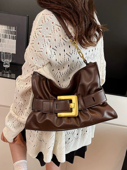 Metal Buckle Strap Shoulder Bag