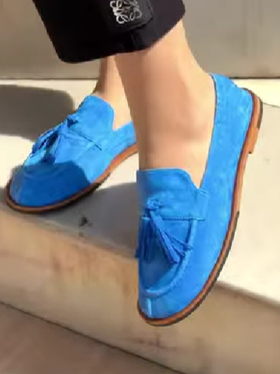 Suede Fringe Pendant Flats