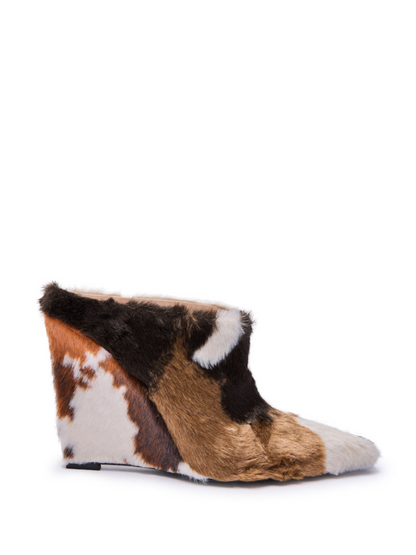 Cow Plush Platform Wedges