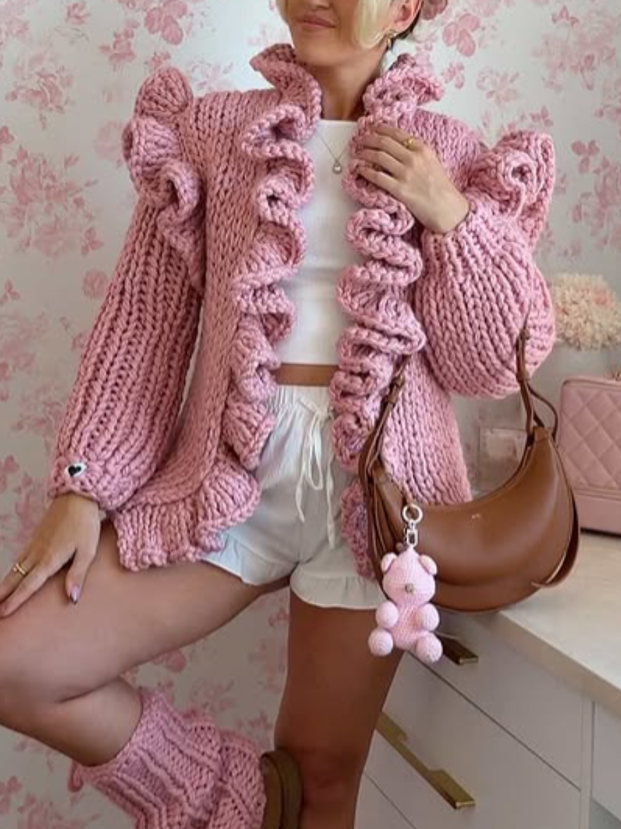 Knit Ruffle Coat