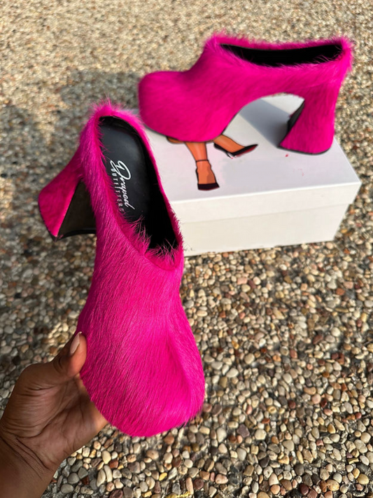 Fur Thick Heel Shoes