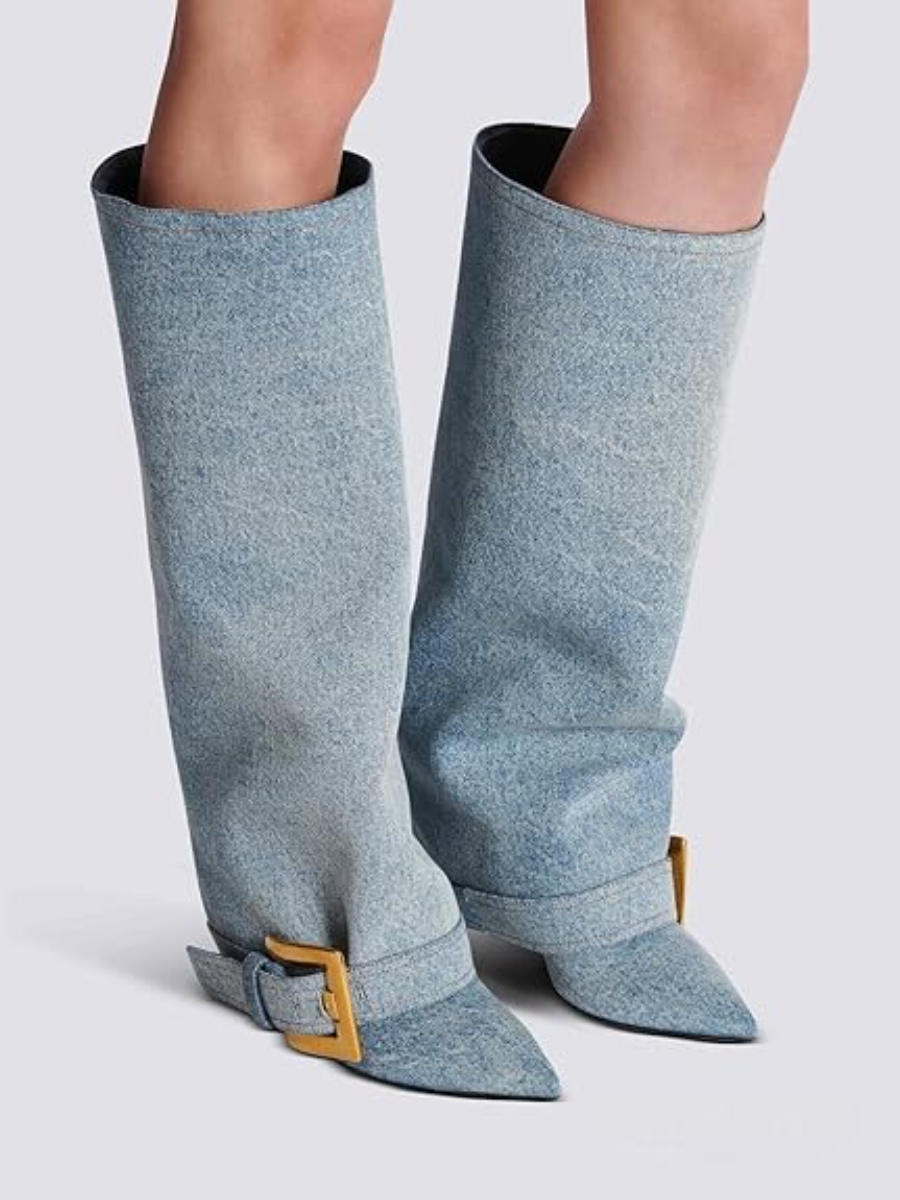 Denim Adjustable Buckle Pumps