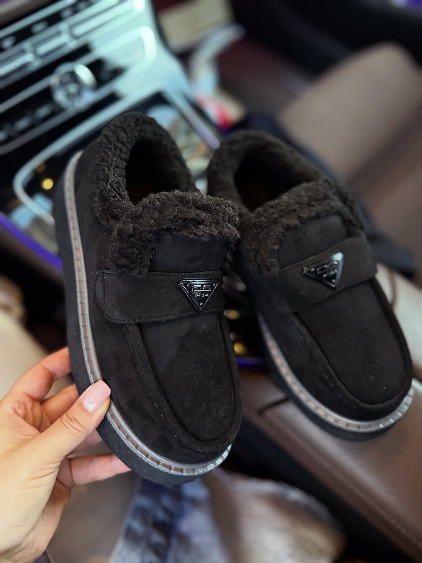 Beige Faux-Fur-Lrench Platform Boots