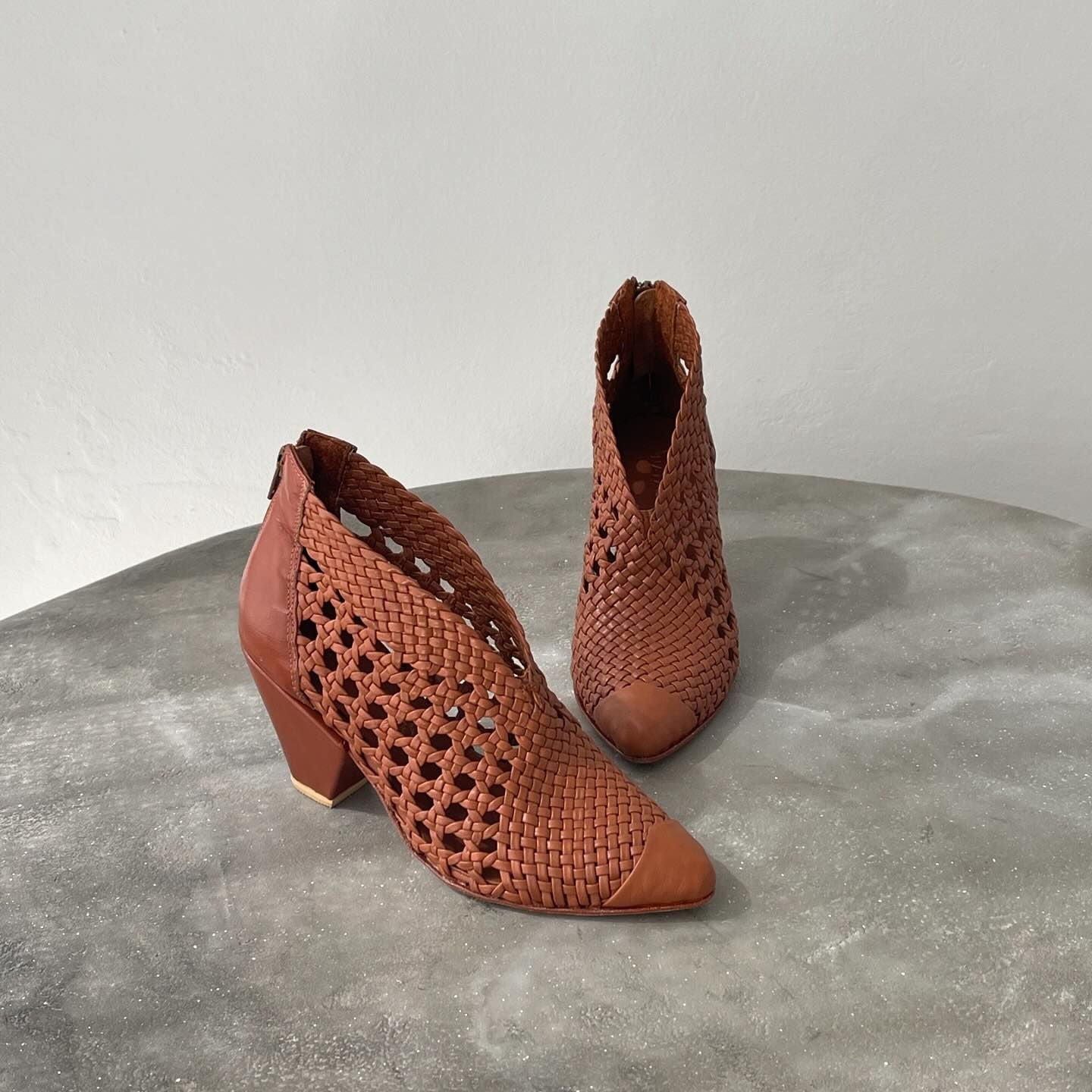 Women's Woven Thick Heel Ankle Boots