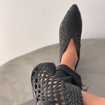 Women's Woven Thick Heel Ankle Boots